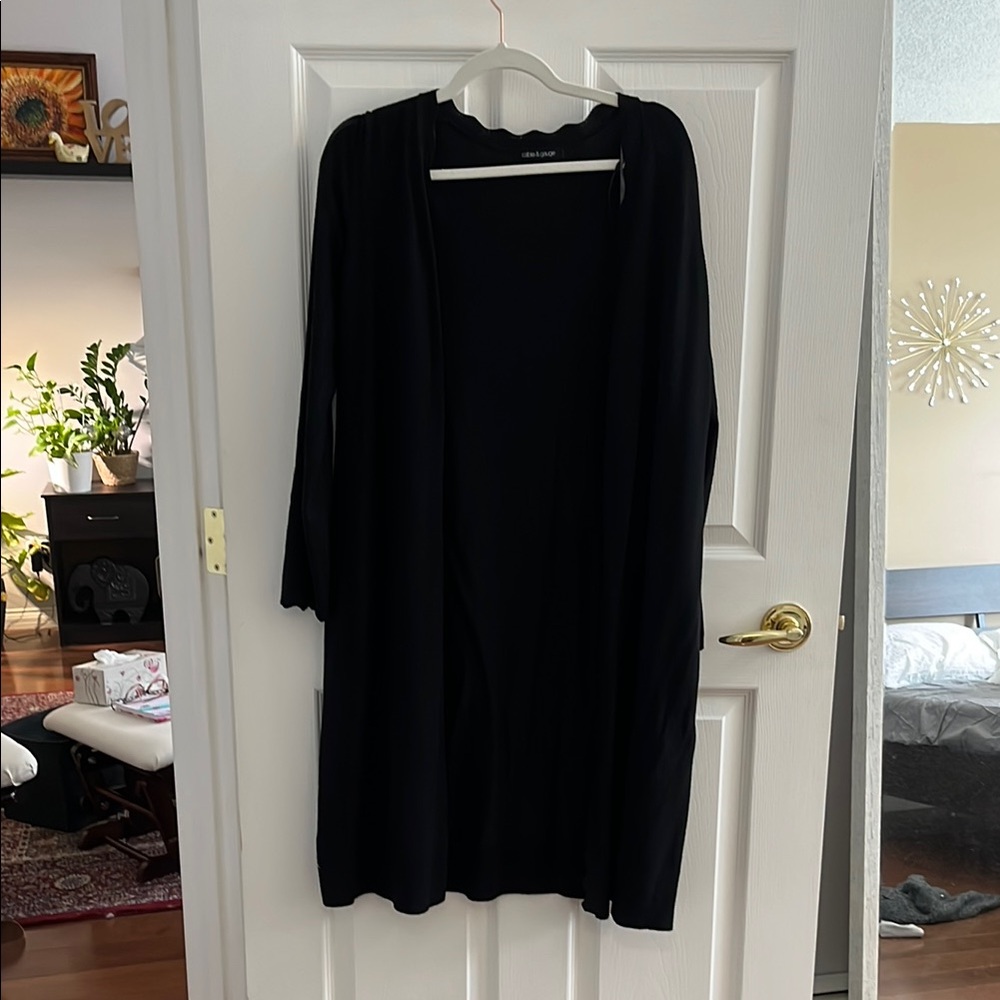 Black Open-Front Cardigan